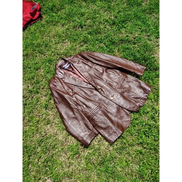 Breier Of Amsterdam Leather Jacket‎ Mens Large Brown Vintage 70s Suit USA Made